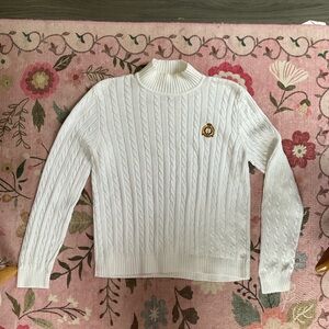 Ralph Lauren White Cable Knit Turtleneck Sweater